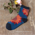 WSP-1187 Wholesale Jacquard Fahion Style Sun Flower Pattern Color Navy Women Socks China Manufacturer Latest Design Socks